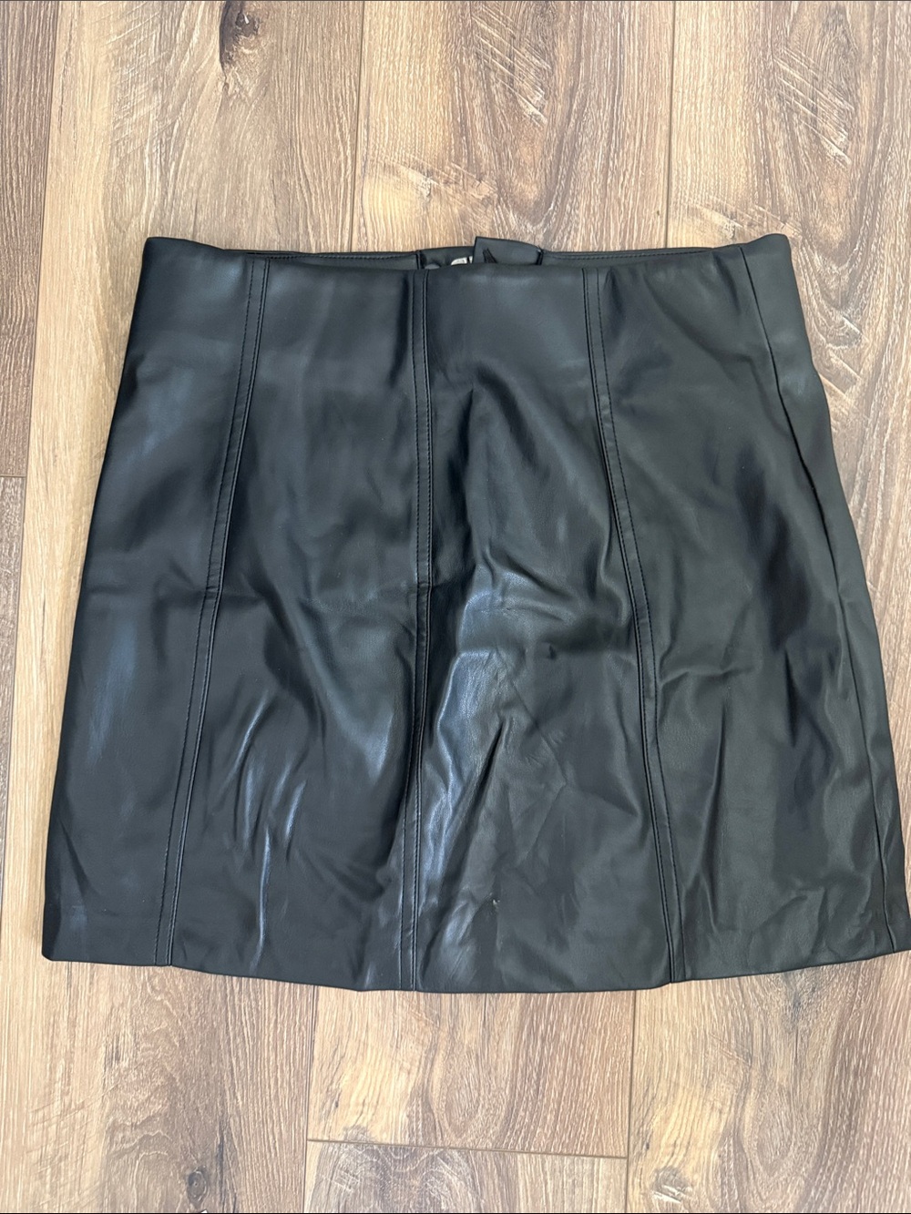 Black Faux Leather Paneled Mini Skirt